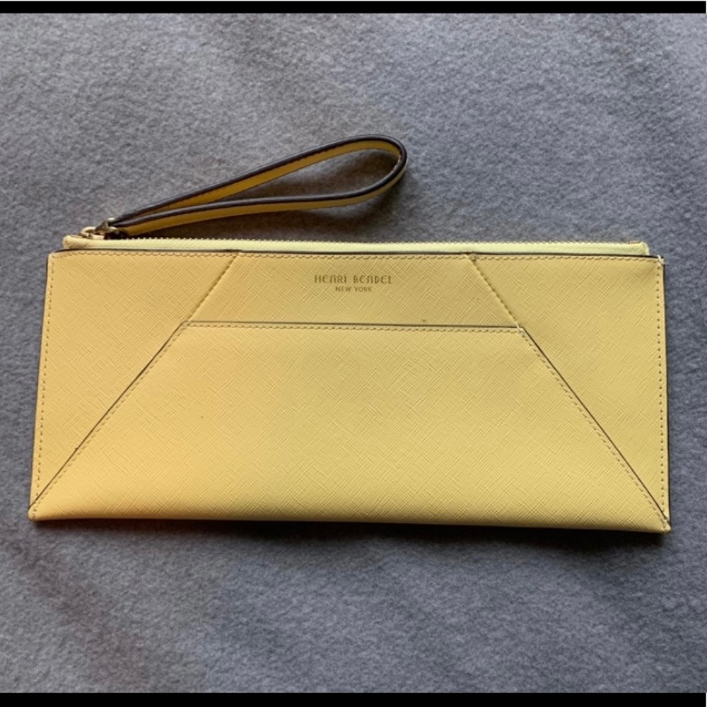 Henri Bendel Wallet Yellow 10.5” West 57 Travel Pouch